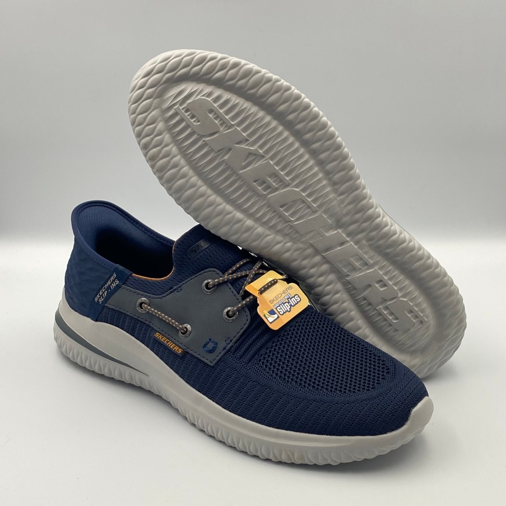 SKECHERS Delson 3.0 Roth Navy Blue Slip-ins Sneakers Shoes Men's Size 10.5 NEW!!